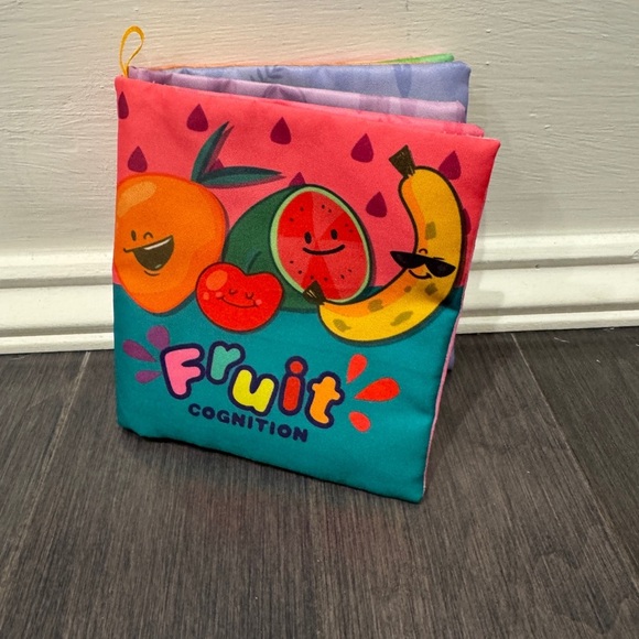NWOT Infant Baby Colorful Fruit Cognition Soft Small Crinkle Book - Picture 1 of 3